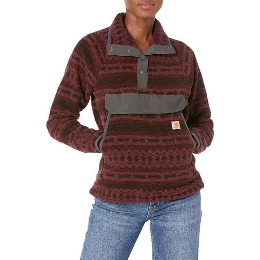 Carhartt 1/4 Snap Fleece Pullover Jacket Womens 1X Tall XT Relaxed Fit Aztec